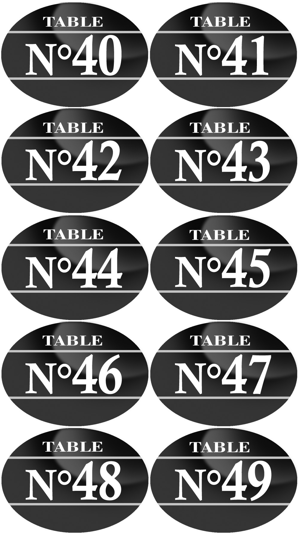 Numéros table de restaurant de 40 à 49 (10 fois 7x5cm) - Sticker/autocollant