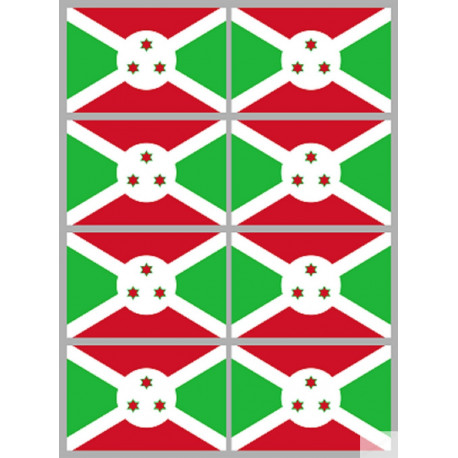 Drapeau Burundi (8 fois 9.5x6.3cm) - Sticker/autocollant