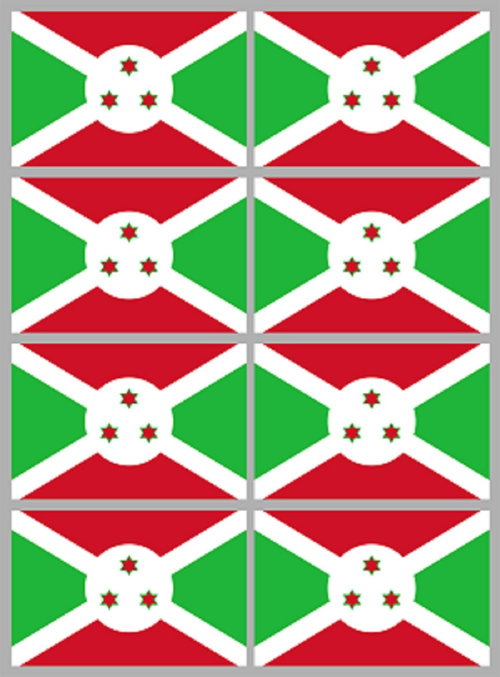 Drapeau Burundi (8 fois 9.5x6.3cm) - Sticker/autocollant