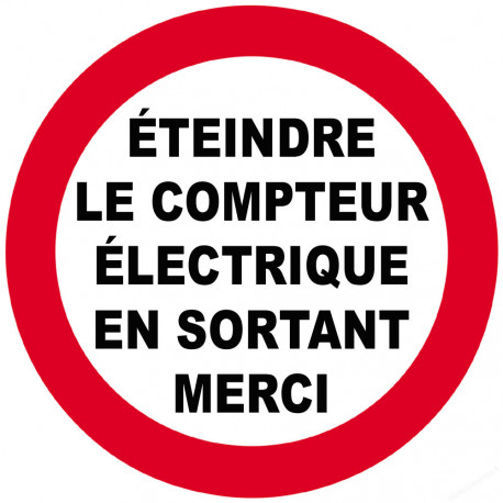 éteindre le compteur électrique en sortant (20cm) - Sticker/autocollant