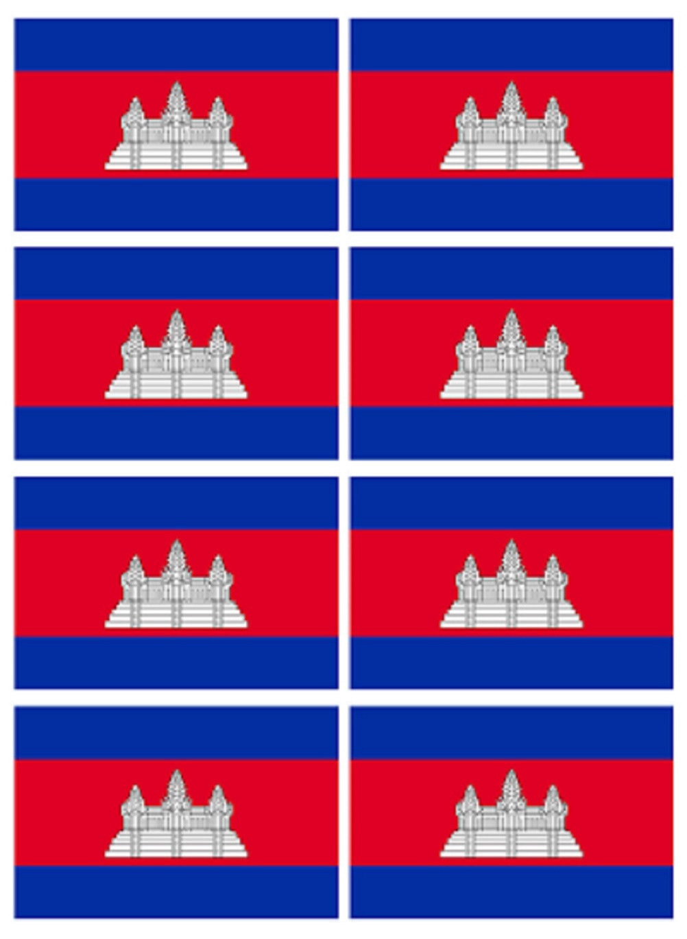 Drapeau Cambodge (8 fois 9.5x6.3cm) - Sticker/autocollant