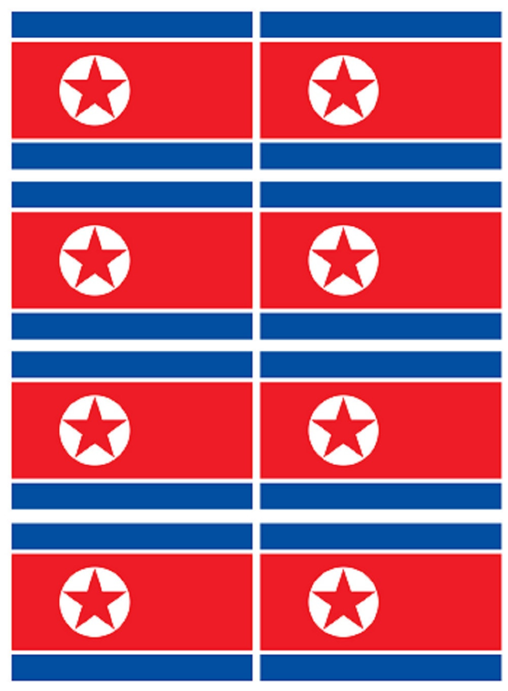 Drapeau Corée du Nord (8 fois 9.5x6.3cm) - Sticker/autocollant