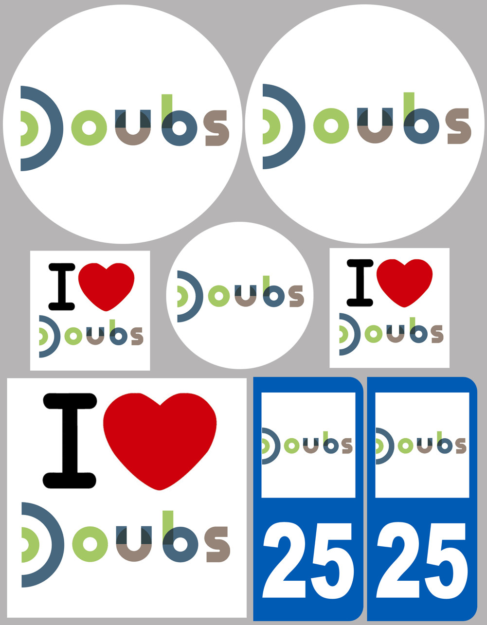 Doubs (8 autocollants variés) - Sticker/autocollant