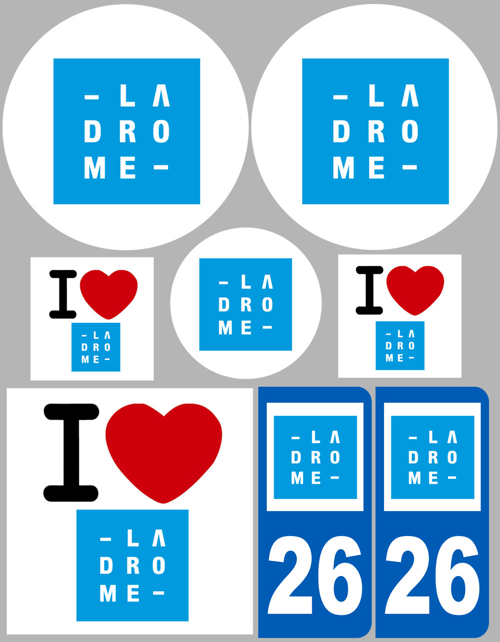 Drôme (8 autocollants variés) - Sticker/autocollant