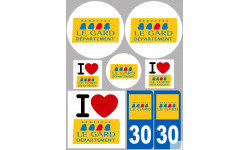 Département 30 le Gard (8 autocollants variés) - Sticker/autocollant