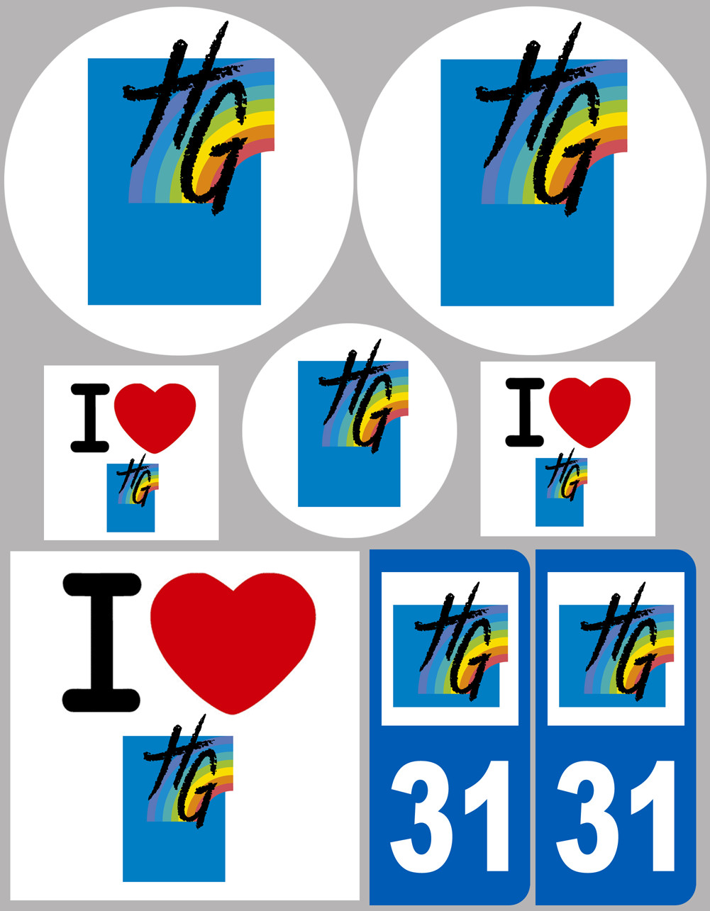 Haute Garonne (8 autocollants variés) - Sticker/autocollant