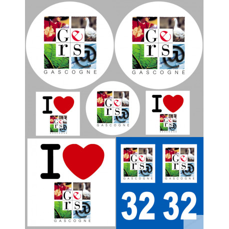 Gers (8 autocollants variés) - Sticker/autocollant