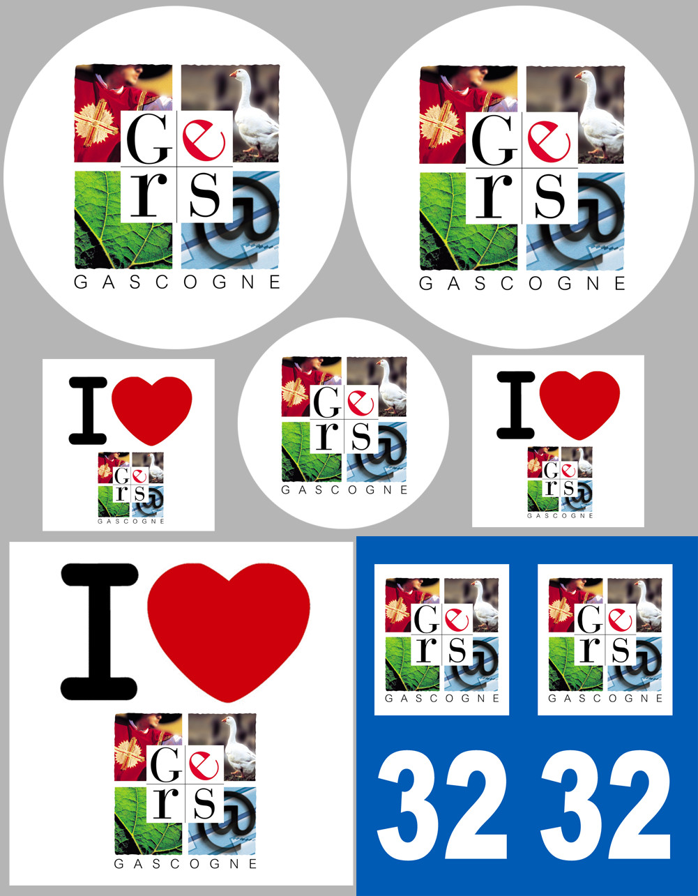 Gers (8 autocollants variés) - Sticker/autocollant