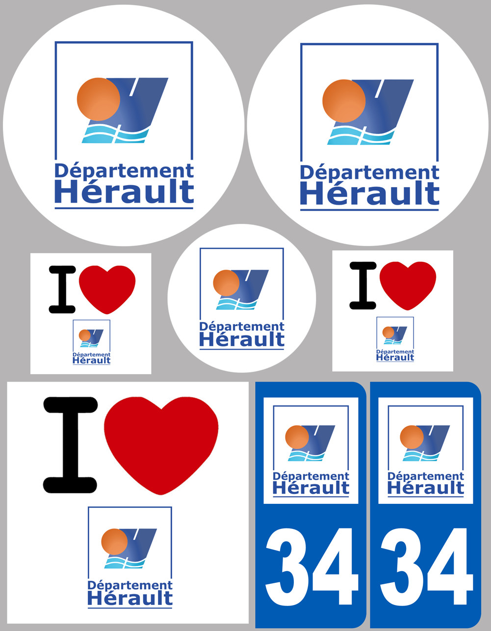 Hérault (8 autocollants variés) - Sticker/autocollant