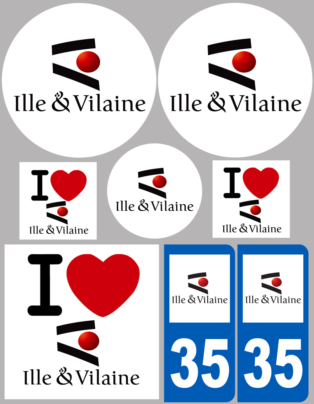 Ille et Vilaine (8 autocollants variés) - Sticker/autocollant