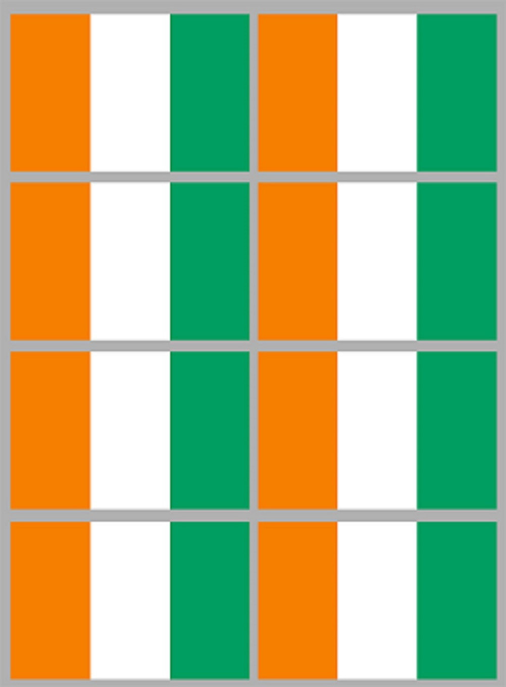 Drapeau Côte d'Ivoire (8 fois 9.5x6.3cm) - Sticker/autocollant