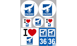 Indre (8 autocollants variés) - Sticker/autocollant