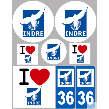 Indre (8 autocollants variés) - Sticker/autocollant