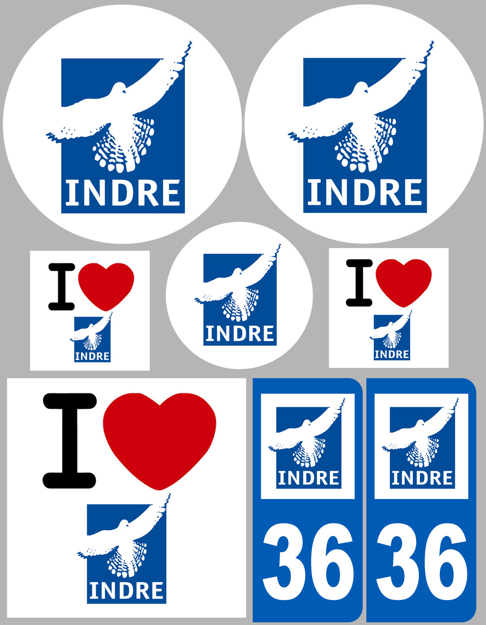 Indre (8 autocollants variés) - Sticker/autocollant