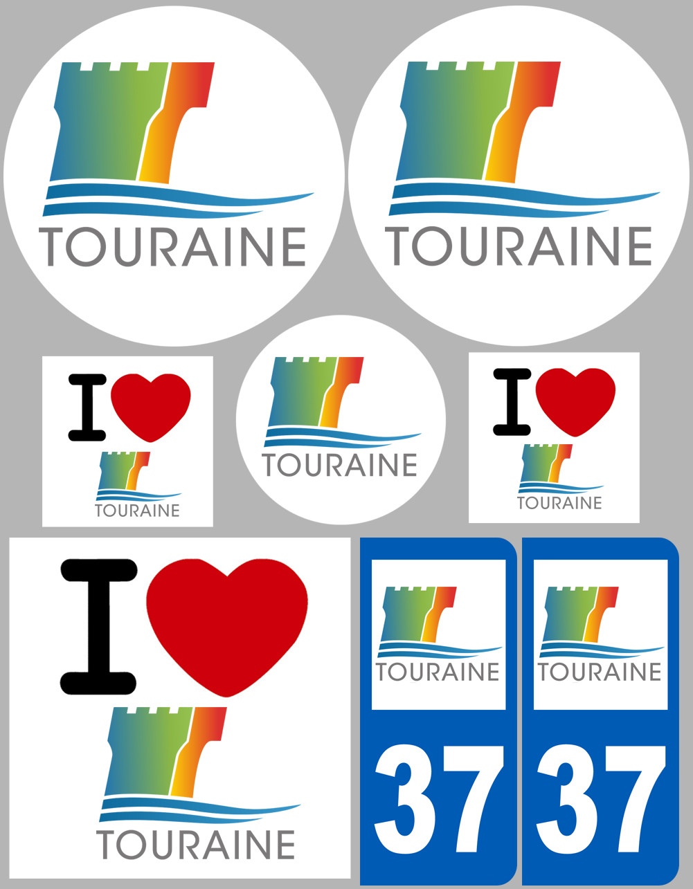 Touraine (8 autocollants variés) - Sticker/autocollant