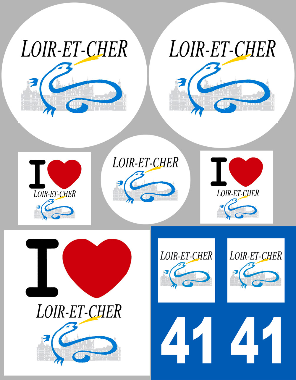 Loir et Cher (8 autocollants variés) - Sticker/autocollant