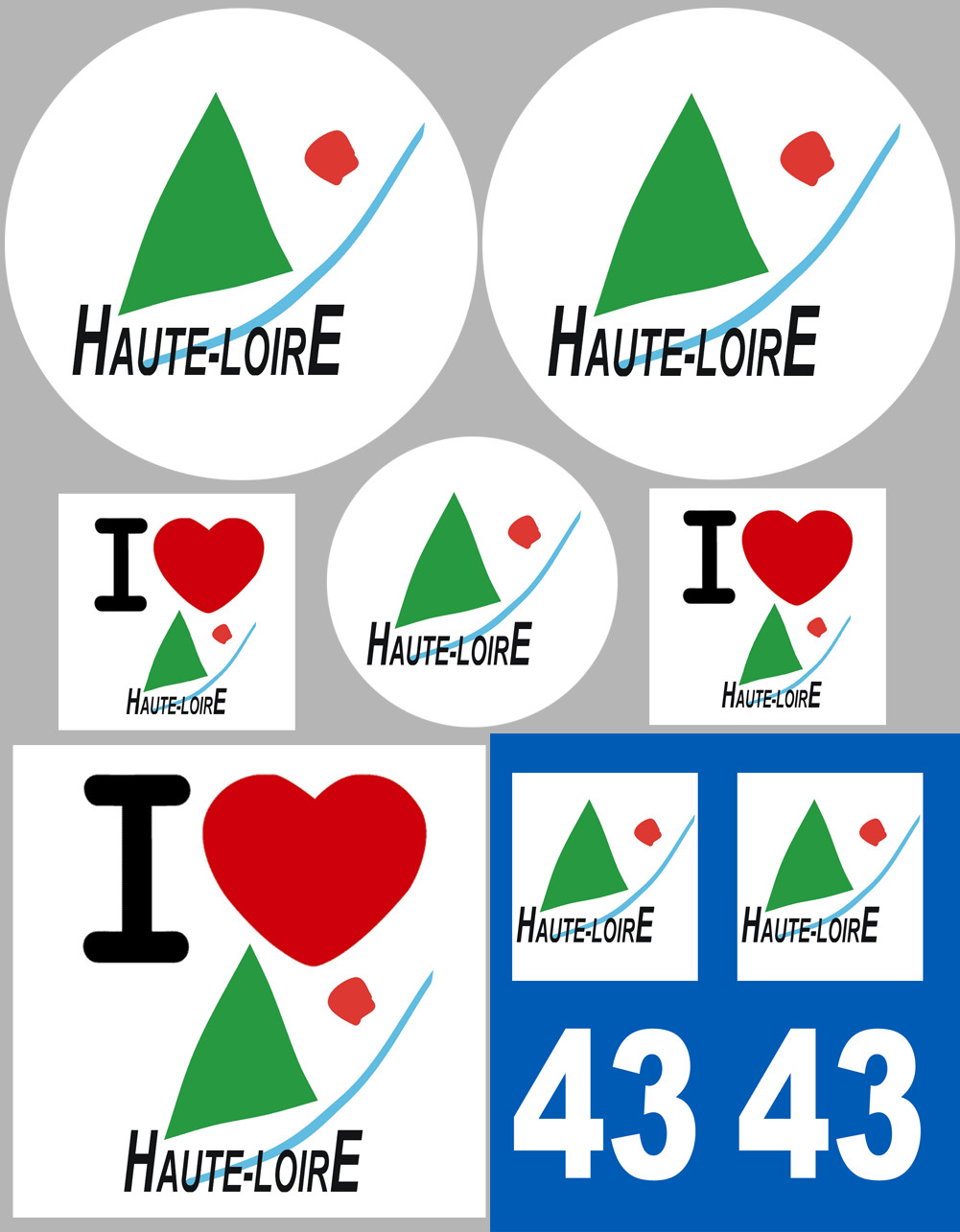 Haute Loire (8 autocollants variés) - Sticker/autocollant