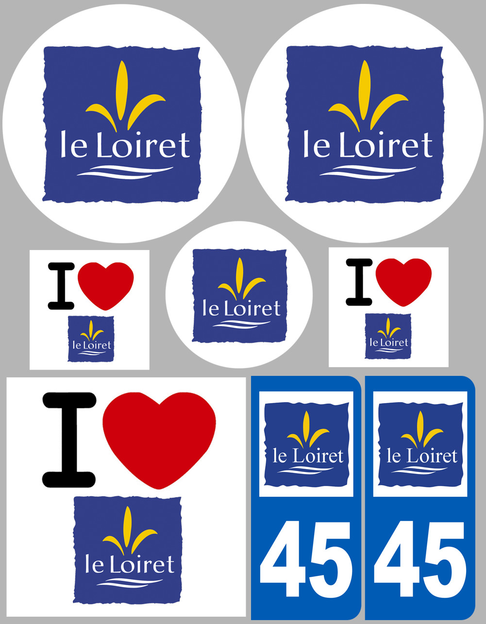 Loiret (8 autocollants variés) - Sticker/autocollant