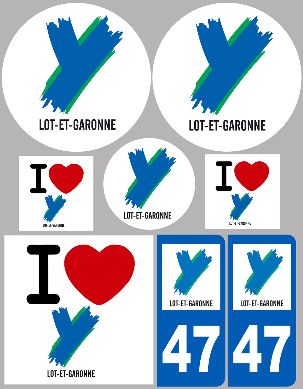 Lot et Garonne (8 autocollants variés) - Sticker/autocollant