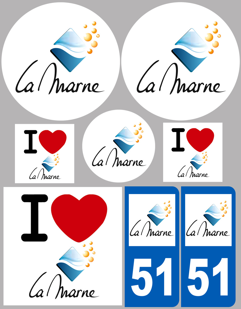 Marne (8 autocollants variés) - Sticker/autocollant