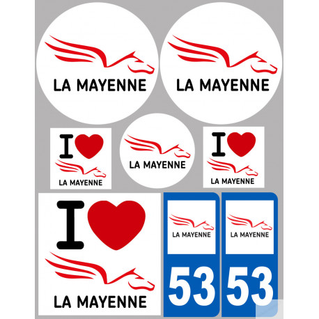 Mayenne (8 autocollants variés) - Sticker/autocollant