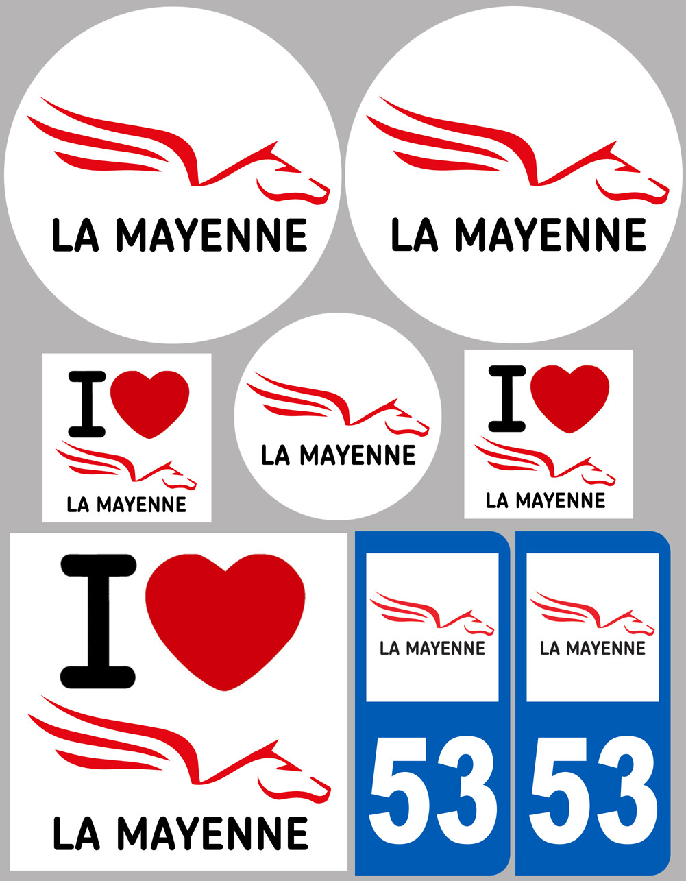 Mayenne (8 autocollants variés) - Sticker/autocollant