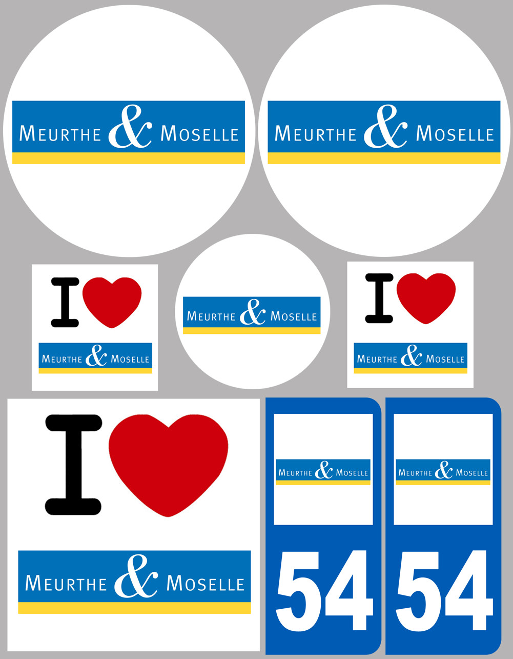 Meurthe et Moselle (8 autocollants variés) - Sticker/autocollant