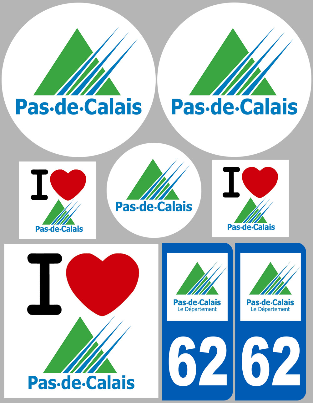 Pas-de-Calais (8 autocollants variés) - Sticker/autocollant