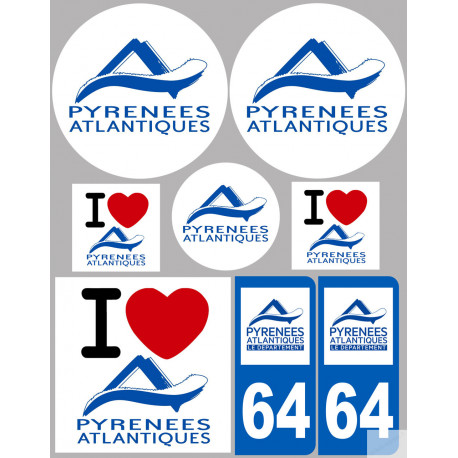 Pyrénées Atlantique (8 autocollants variés) - Sticker/autocollant