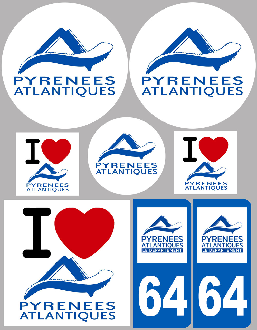 Pyrénées Atlantique (8 autocollants variés) - Sticker/autocollant