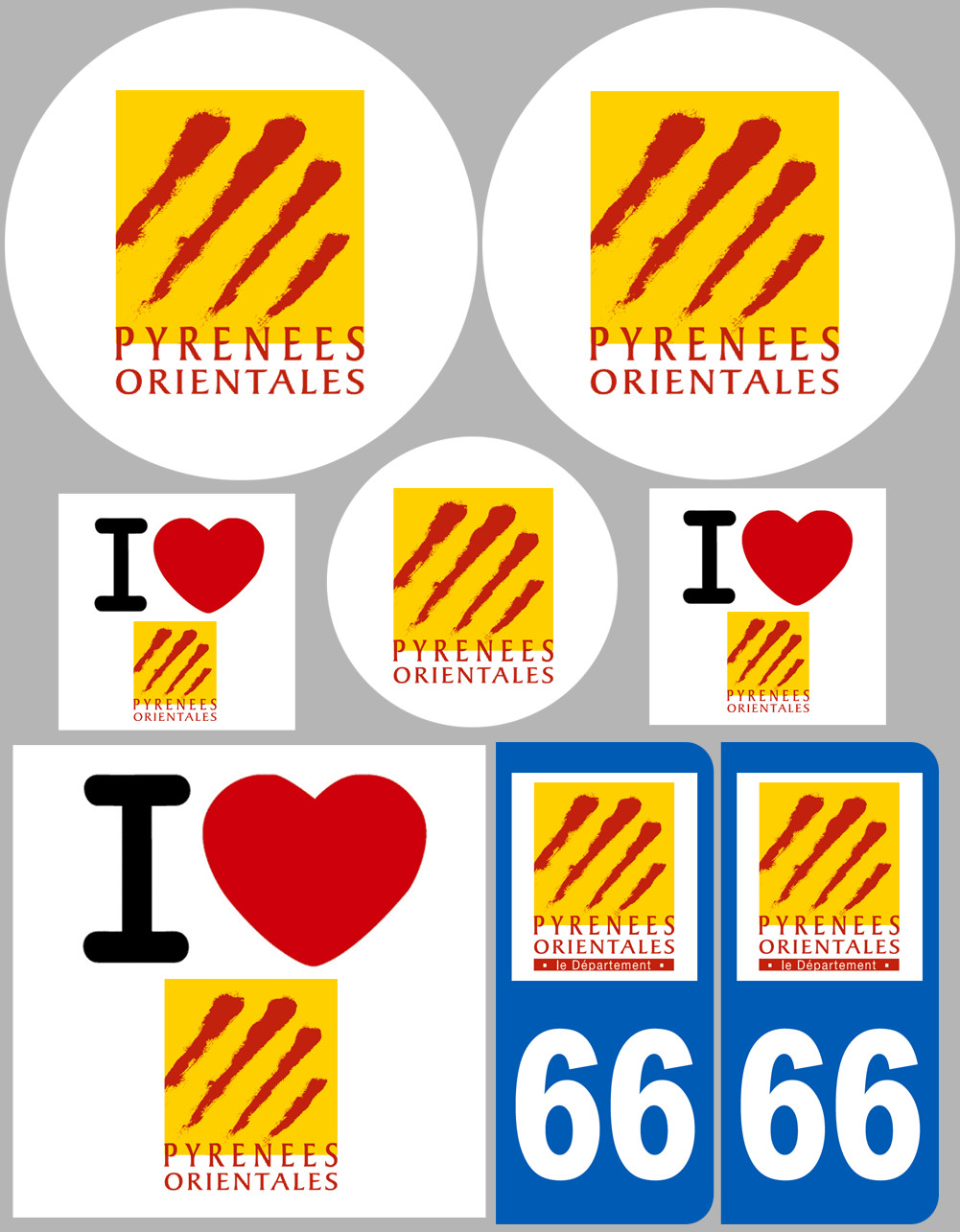 Pyrénées Orientales (8 autocollants variés) - Sticker/autocollant