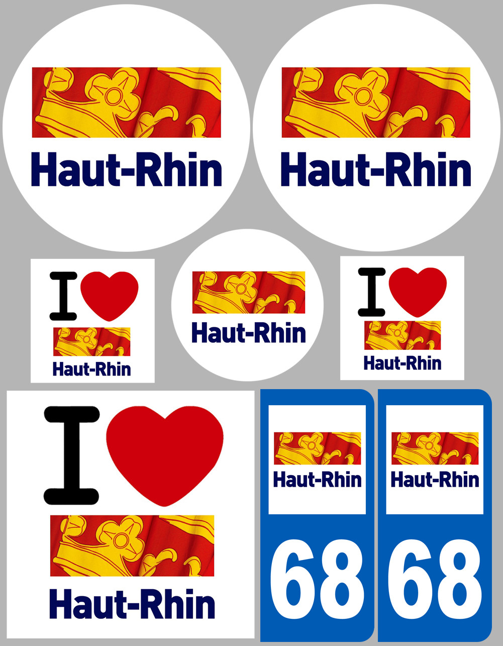 Haut-Rhin (8 autocollants variés) - Sticker/autocollant