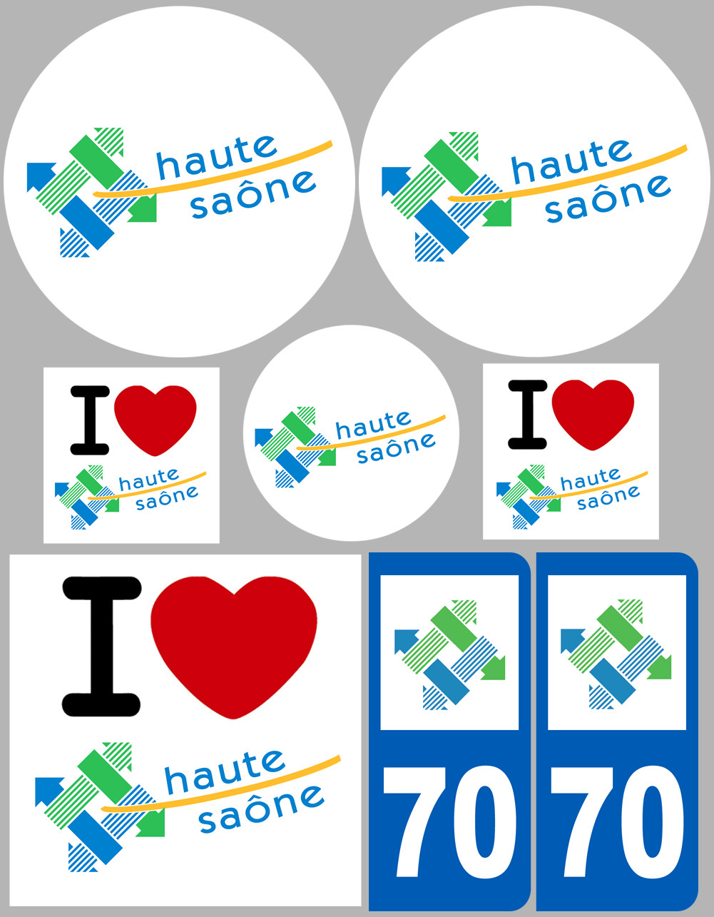 Haute Saône (8 autocollants variés) - Sticker/autocollant