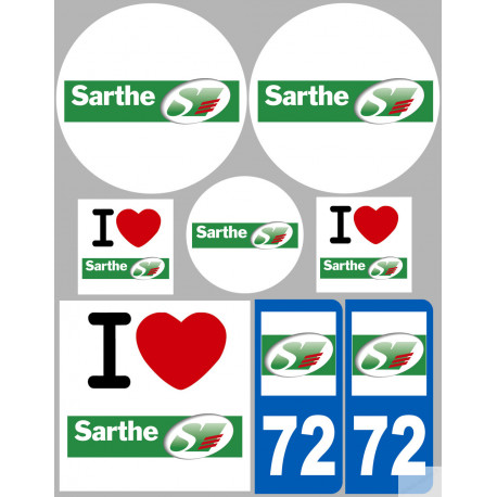 Sarthe (8 autocollants variés) - Sticker/autocollant