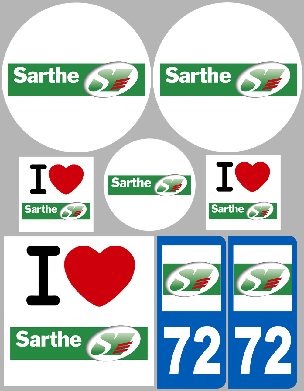 Sarthe (8 autocollants variés) - Sticker/autocollant