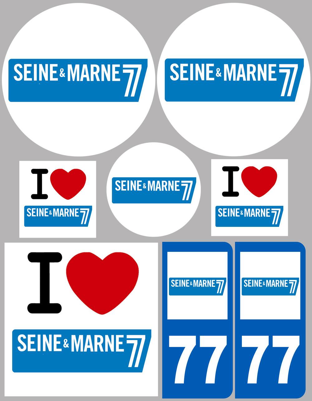 Seine et Marne (8 autocollants variés) - Sticker/autocollant