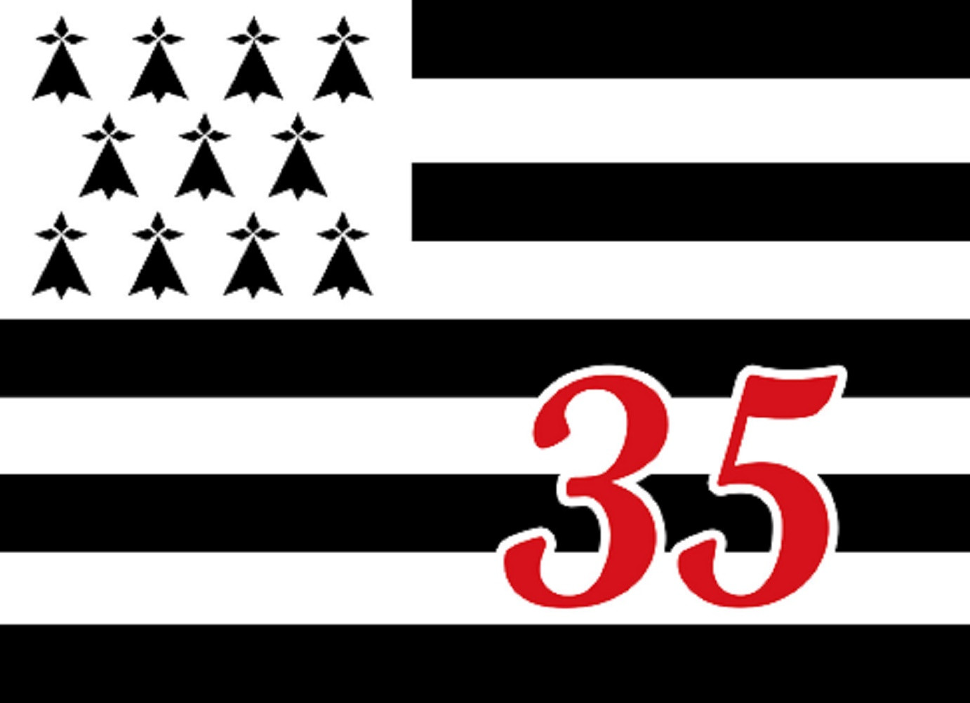 Drapeau Breton 35 - 10x7cm - Sticker/autocollant