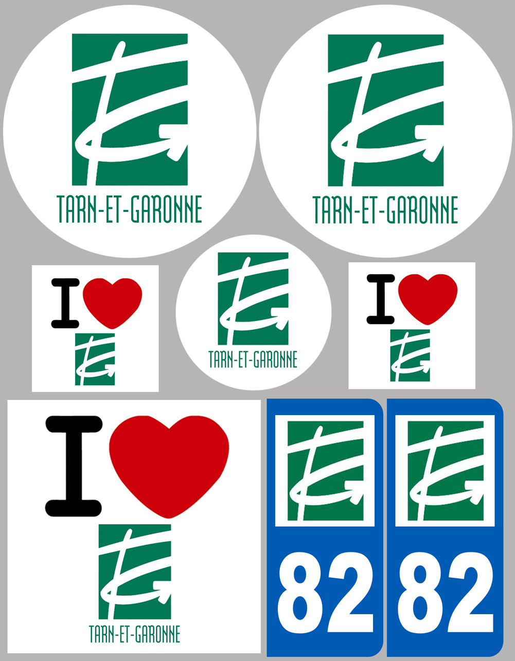 Tarn et Garonne (8 autocollants variés) - Sticker/autocollant