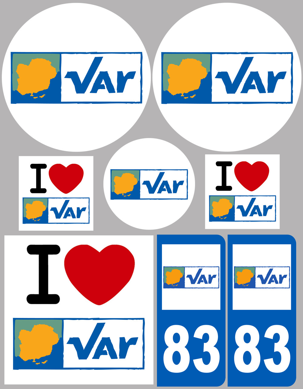 Var (8 autocollants variés) - Sticker/autocollant