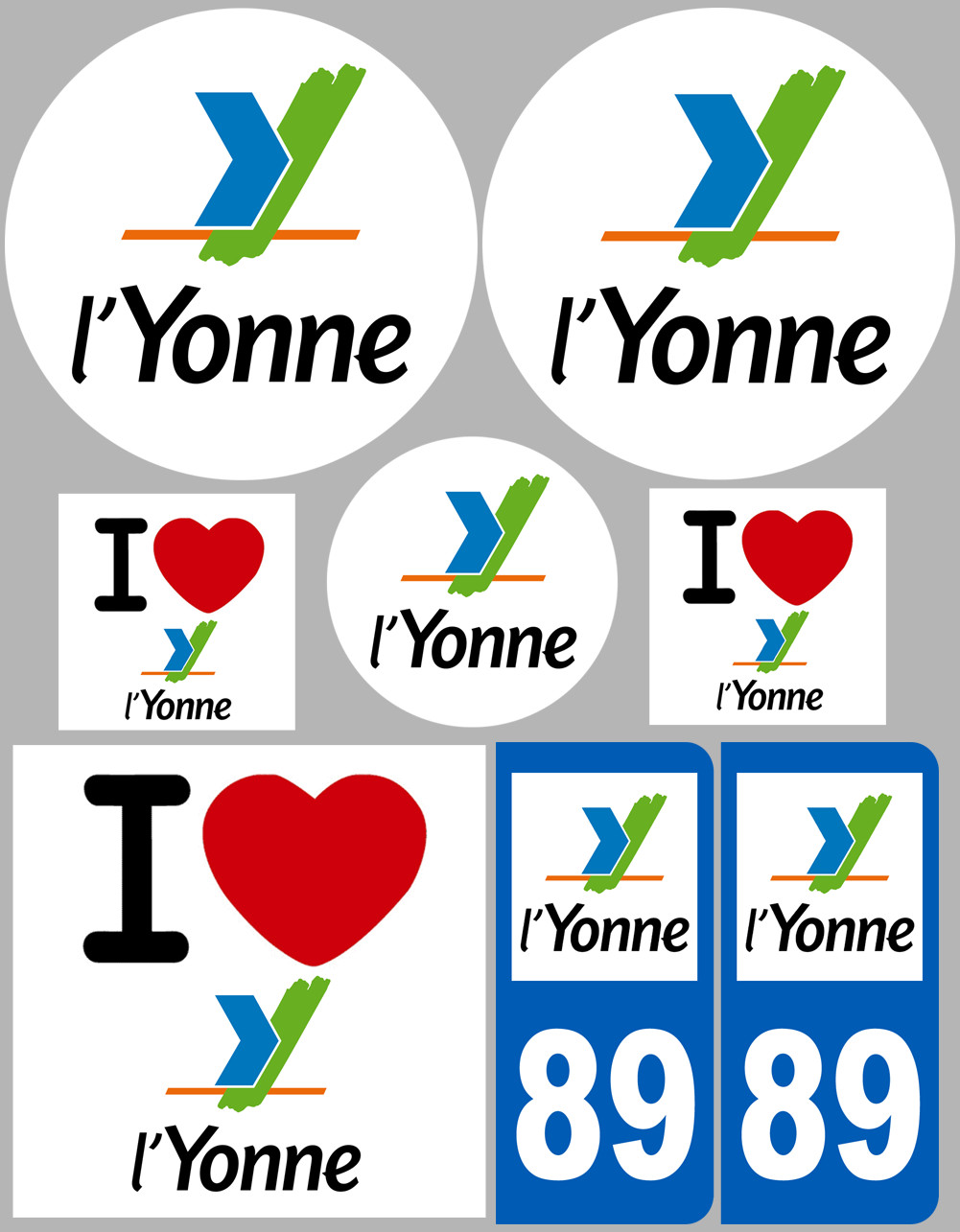 Yonne (8 autocollants variés) - Sticker/autocollant