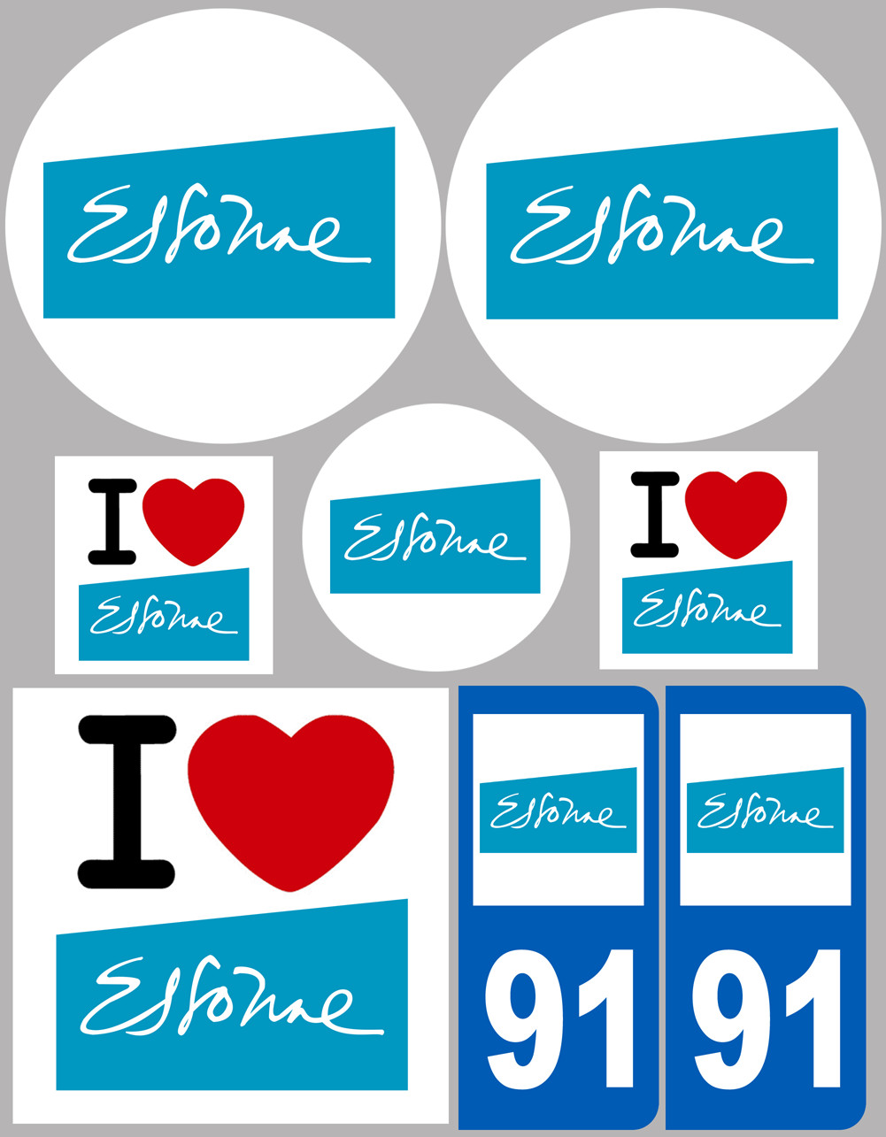 Essonne (8 autocollants variés) - Sticker/autocollant