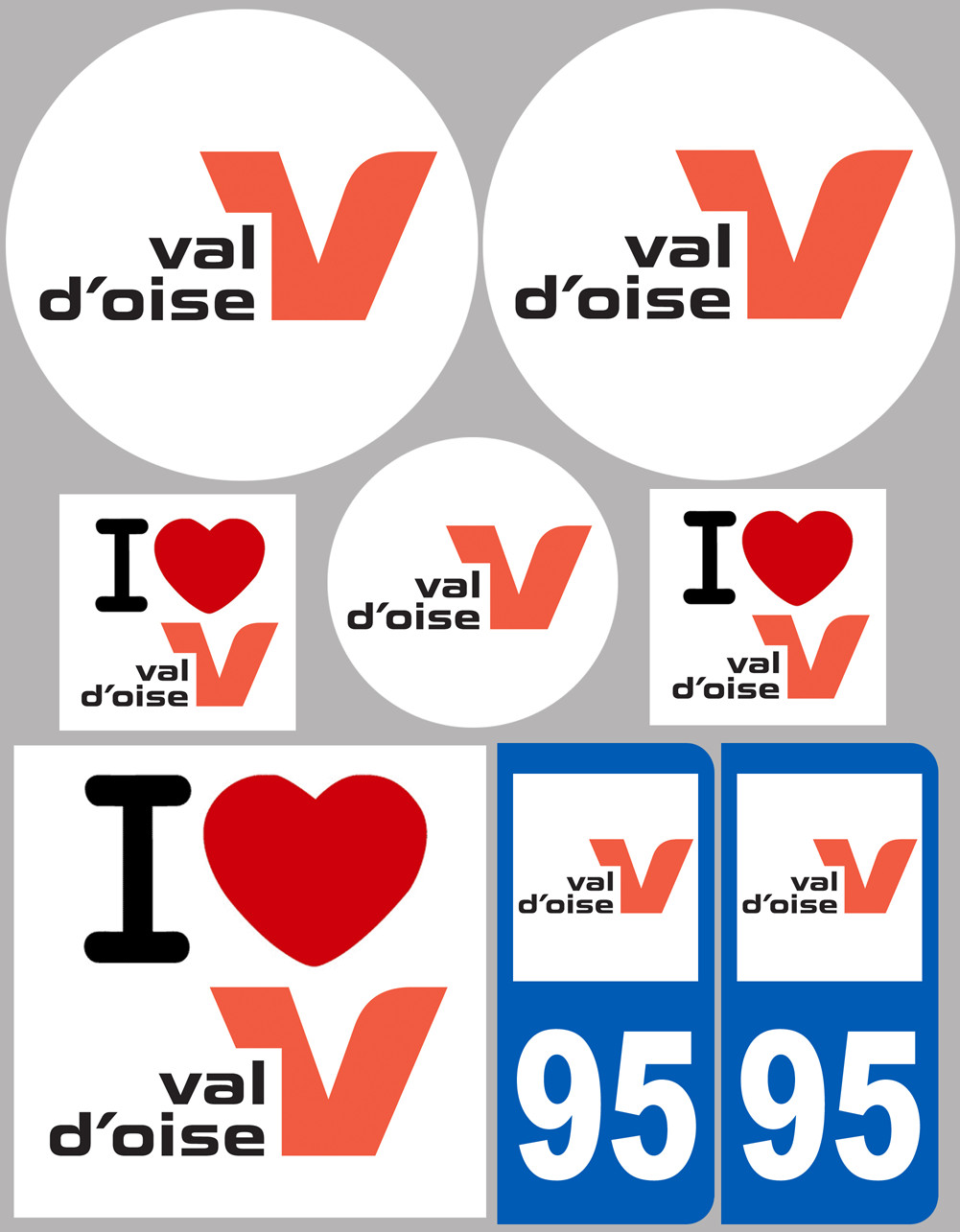 Val d'Oise (8 autocollants variés) - Sticker/autocollant