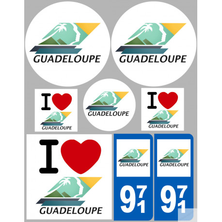 Guadeloupe (8 autocollants variés) - Sticker/autocollant