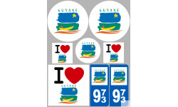 Guyane (8 autocollants variés) - Sticker/autocollant