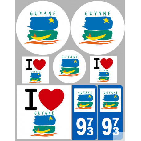 Guyane (8 autocollants variés) - Sticker/autocollant