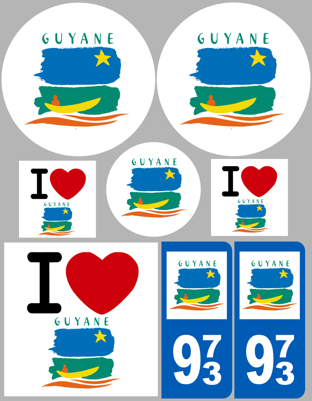 Guyane (8 autocollants variés) - Sticker/autocollant