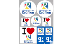 Département 974 la Réunion (8 autocollants variés) - Sticker/autocollant