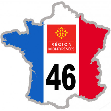 FRANCE 46 Midi-Pyrénées (15x15cm) - Sticker/autocollant