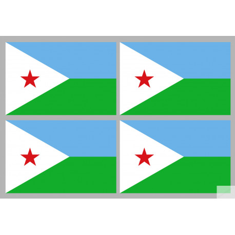 Drapeau Djibouti (4 stickers 9.5x6.3cm) - Sticker/autocollant