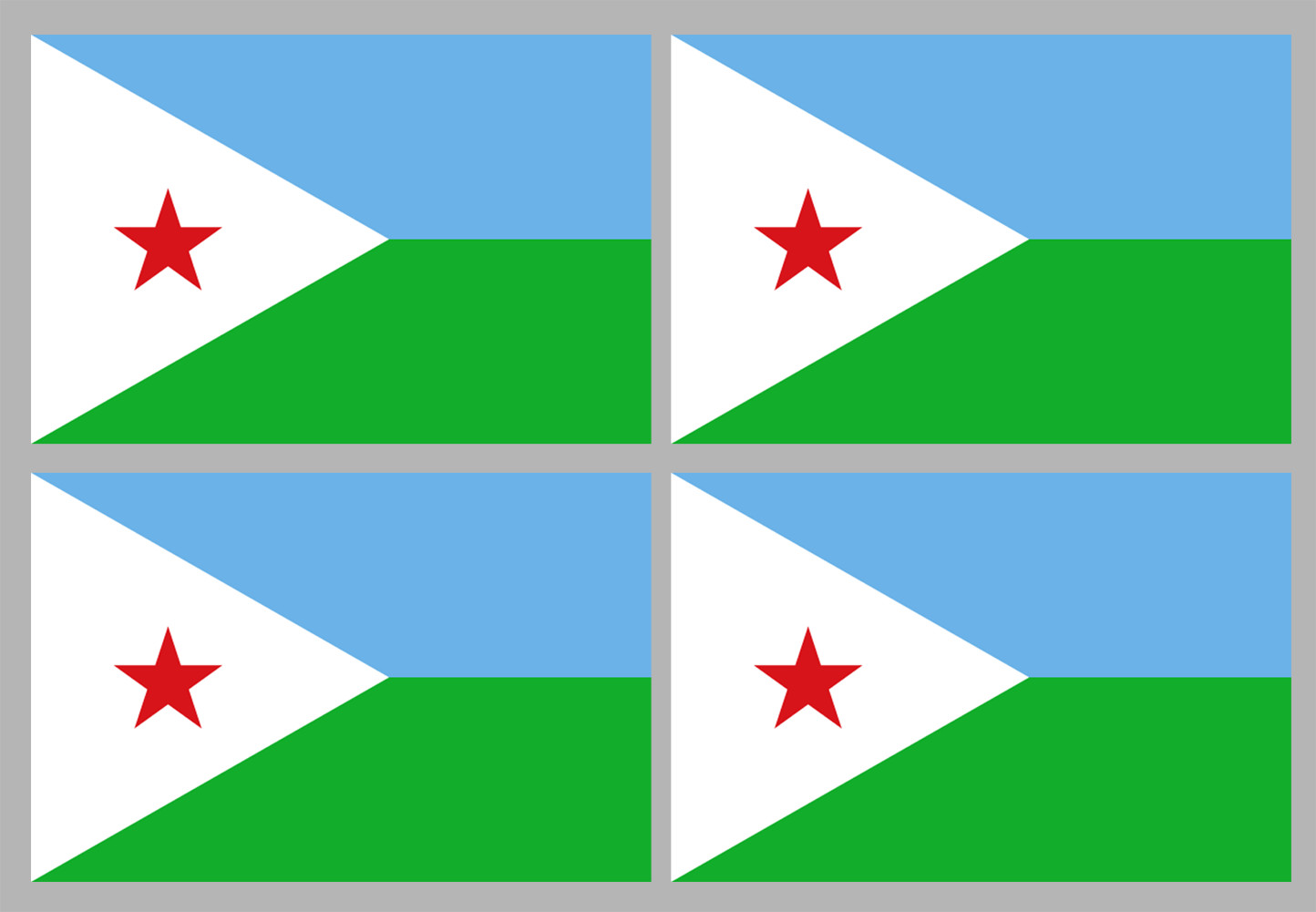 Drapeau Djibouti (4 stickers 9.5x6.3cm) - Sticker/autocollant